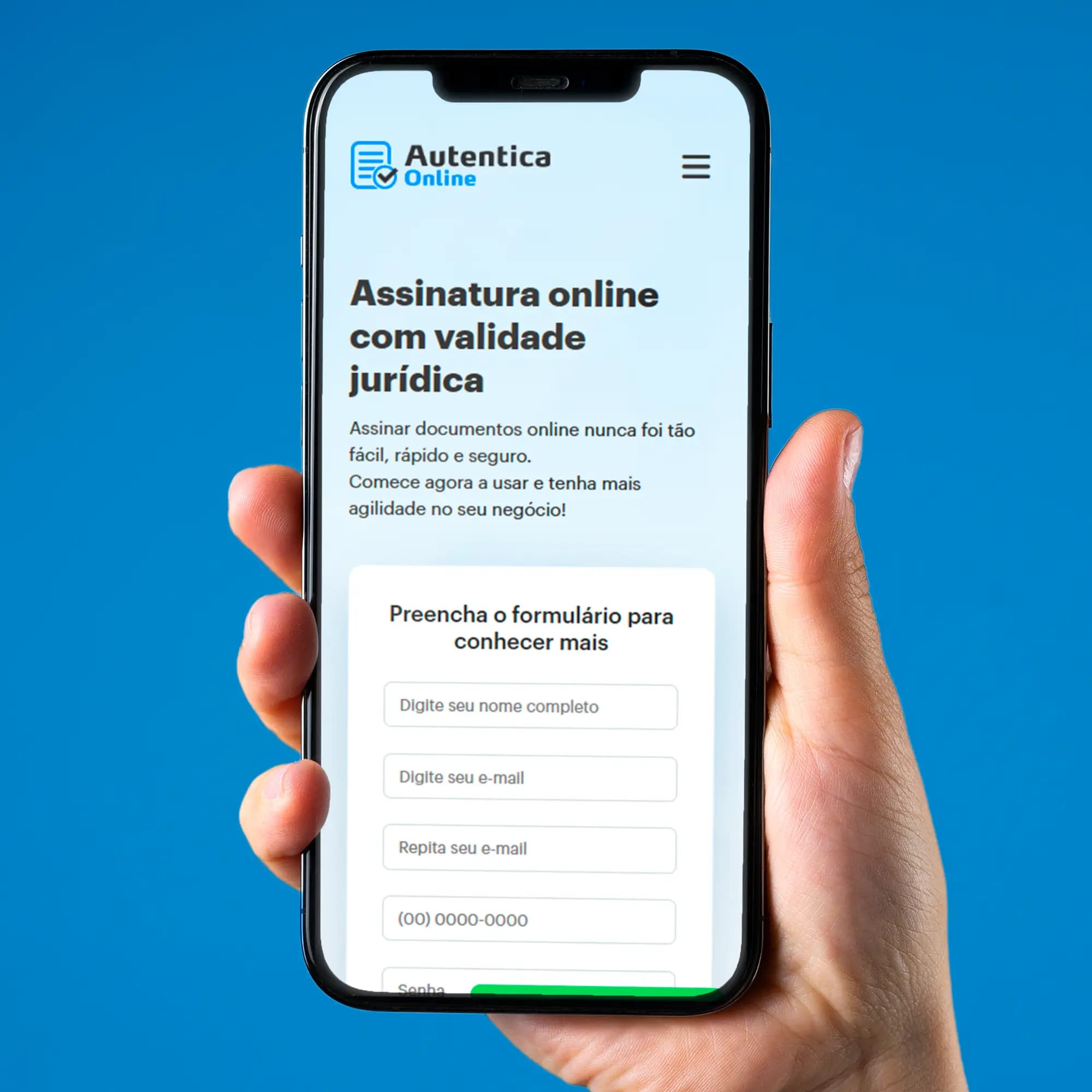 Tela inicial da Autentica Online em notebook