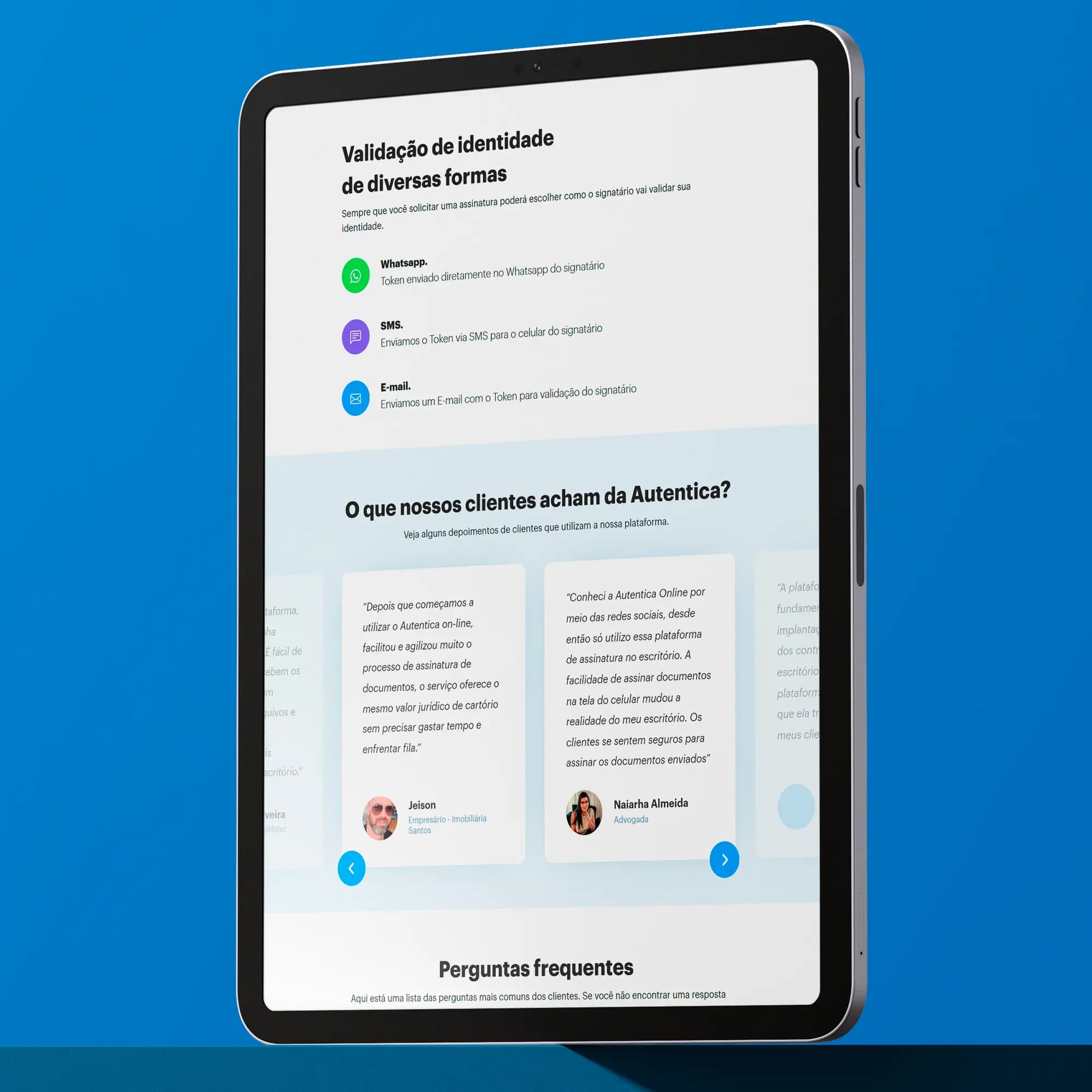 Detalhe da Autentica Online em celular