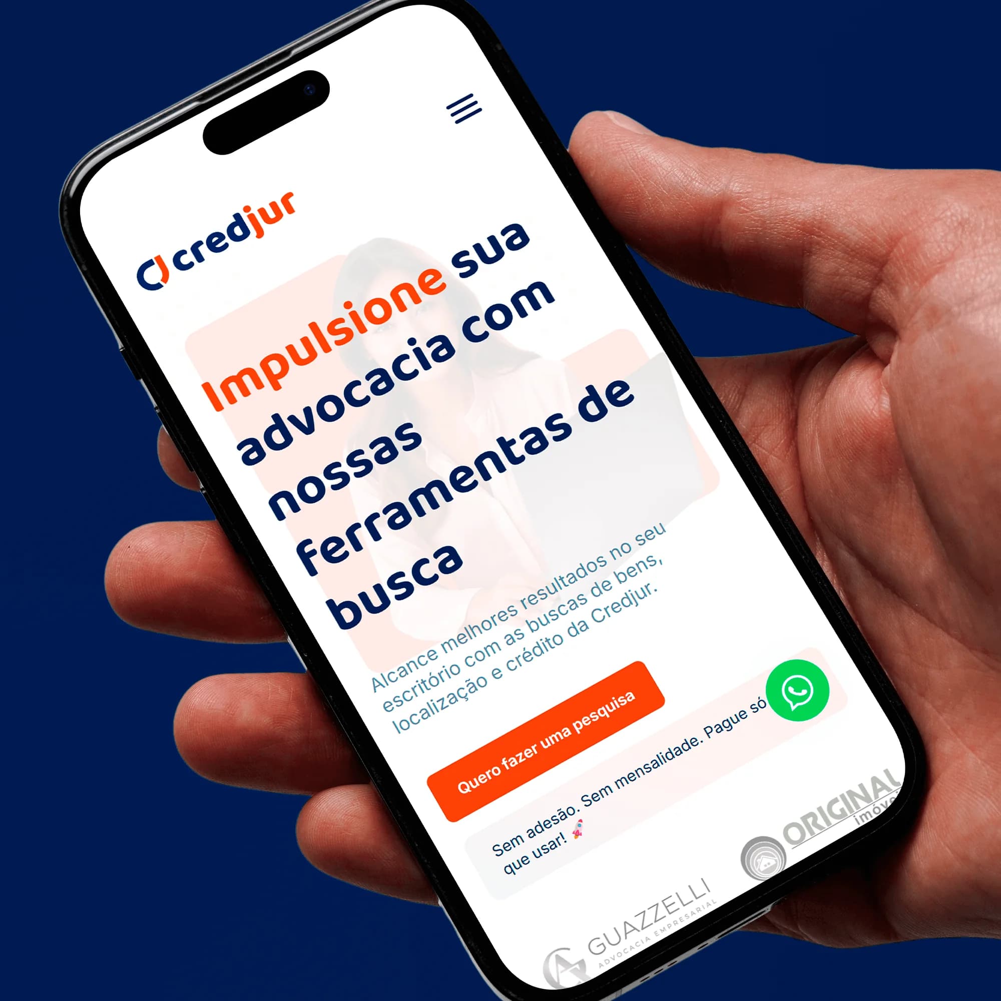 Tela inicial responsiva da Credjur em celular